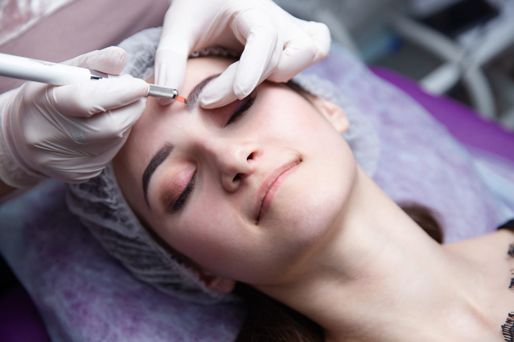 Microblading being applied to a client at Your Face Lab